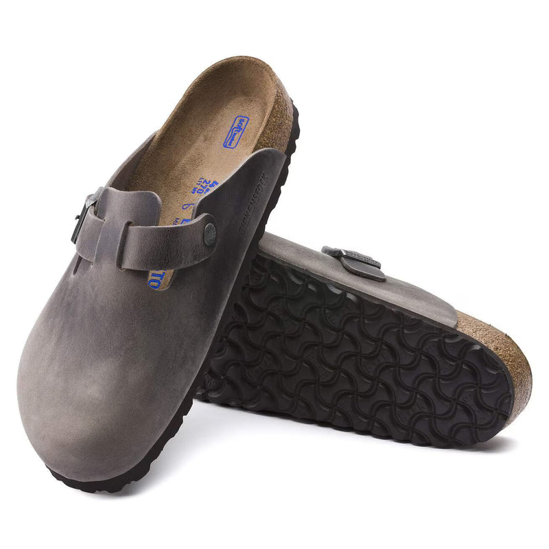 Birkenstock Men's Boston Soft Footbed  Oiled Leather - Iron