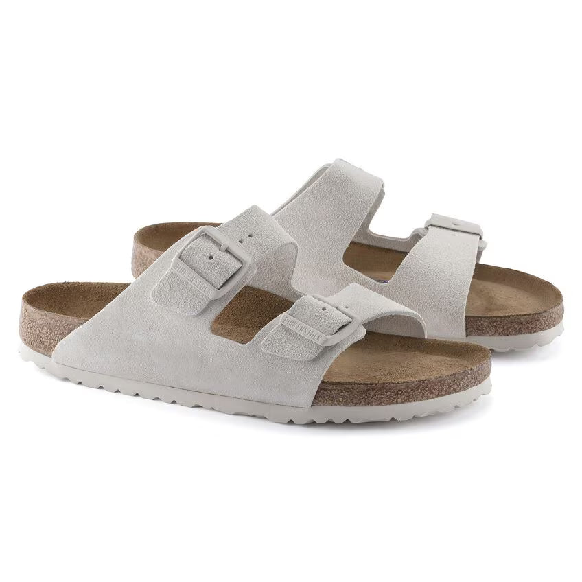 Birkenstock Women's Arizona Soft Footbed Suede Leather - Antique White