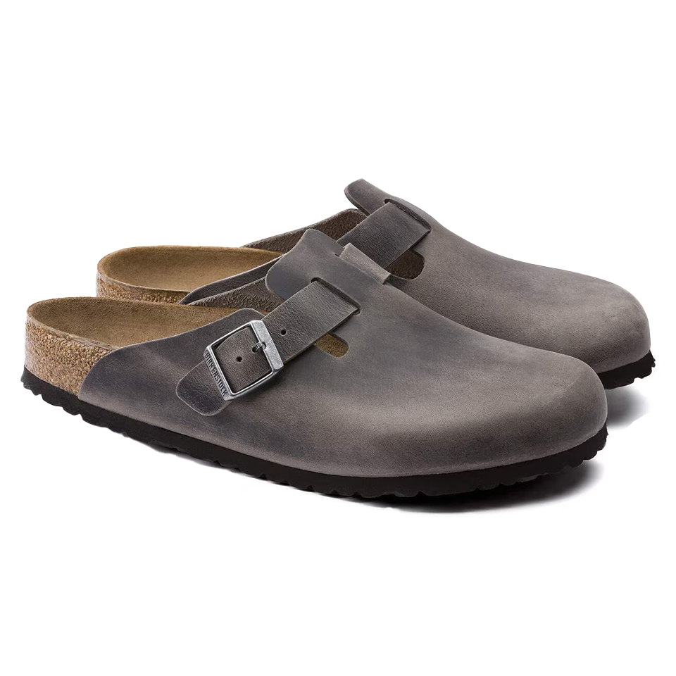 Birkenstock Men's Boston Soft Footbed  Oiled Leather - Iron