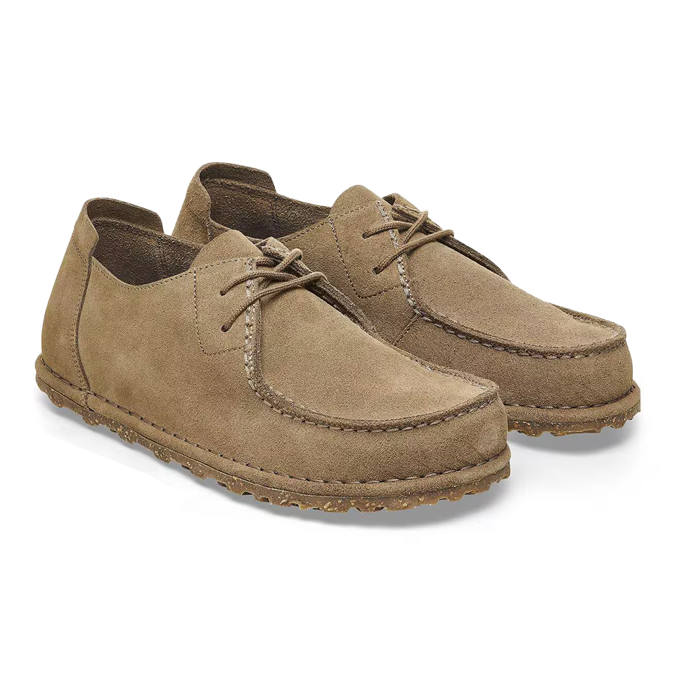 Birkenstock Men's Utti Lace  Suede Leather - Gray Taupe